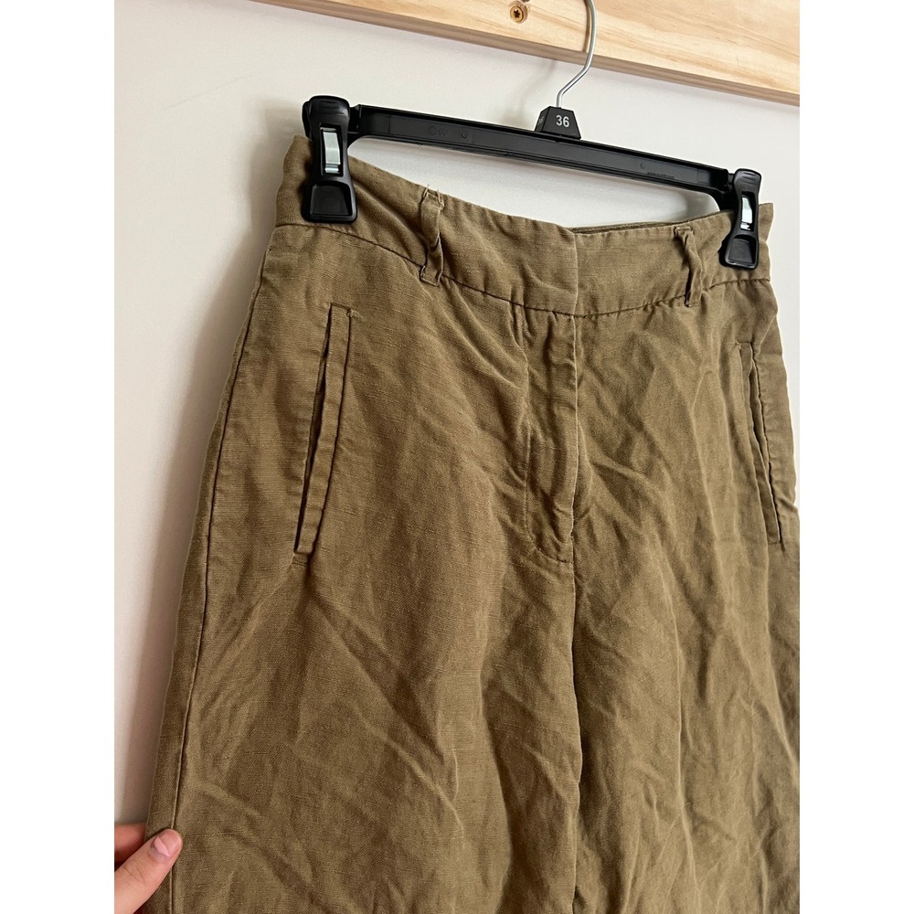 Wilfred Pants Linen Blend Olive Green Lightweight Spring Women Size 2 - Picture 2 of 11